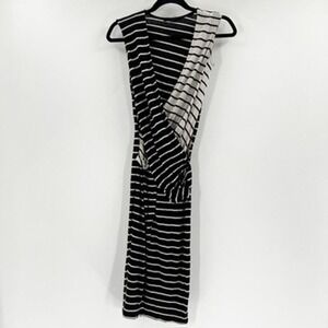 ALLSAINTS Women's Striped Sleeveless Wrap Maxi Dress X-Small‎ Black White